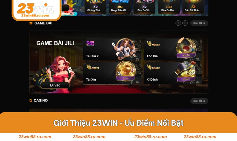 Giới Thiệu 23WIN 2 Giao diện chính và kho trò chơi đa dạng tại nhà cái 23WIN